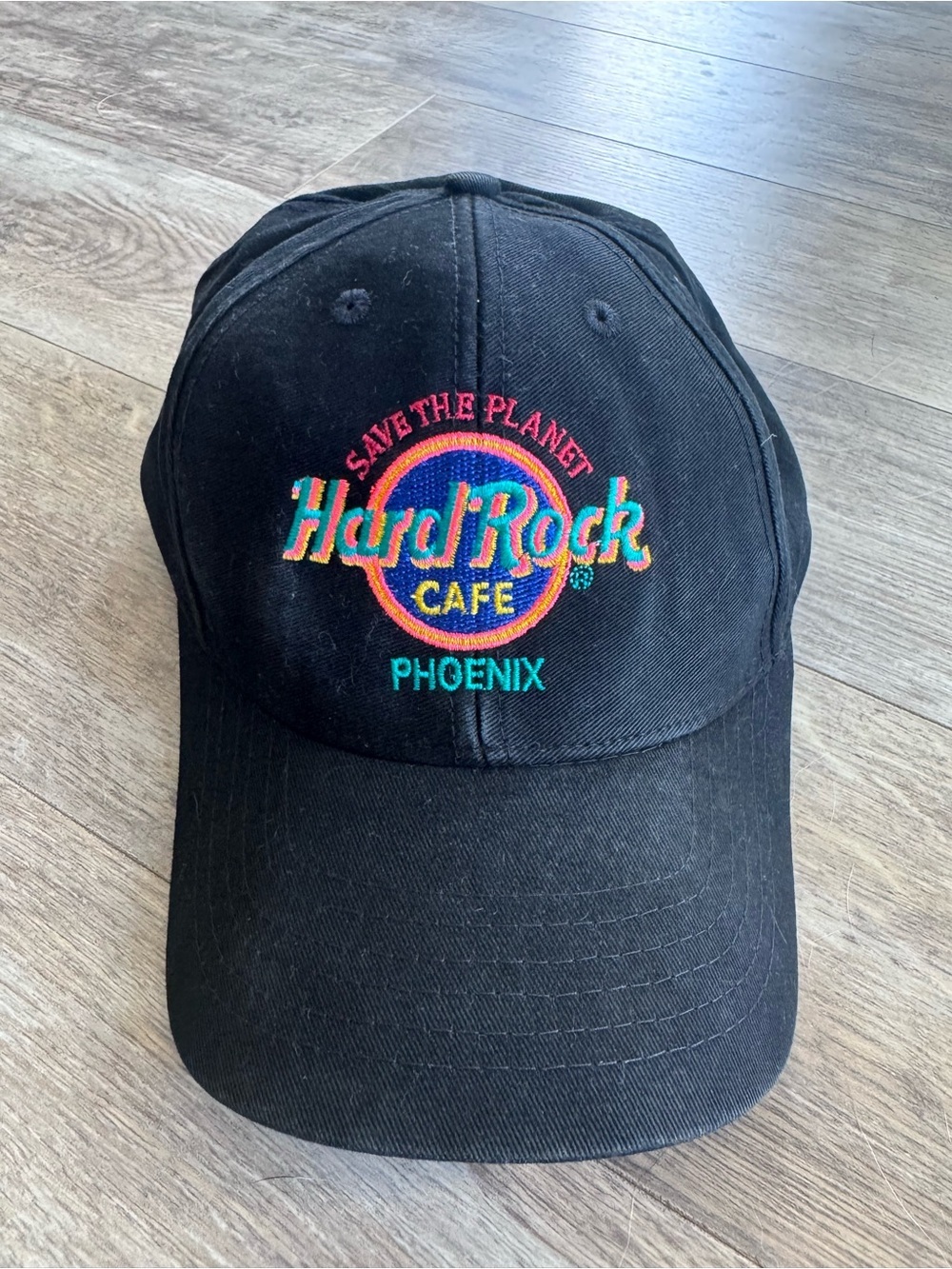 90s Style Hard Rock Cafe Phoenix Black Logo Baseball Cap